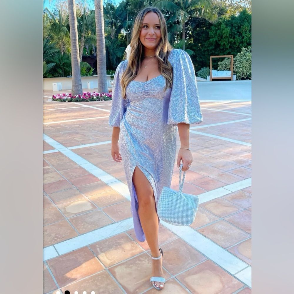 Show Me Your Mumu Shimmering Blue Midi Dress
